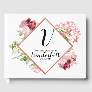 Vintage Blush Flower Watercolor Wedding Guest Book