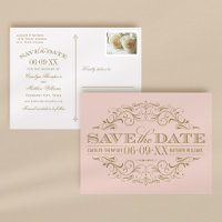 Vintage Blush Gold Scrollwork Save the Date