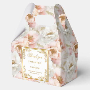 Vintage blush ivory floral wedding favor box