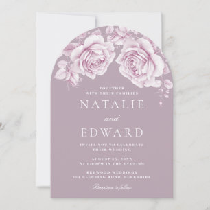Vintage Blush & Mauve Roses Elegant Wedding Invitation