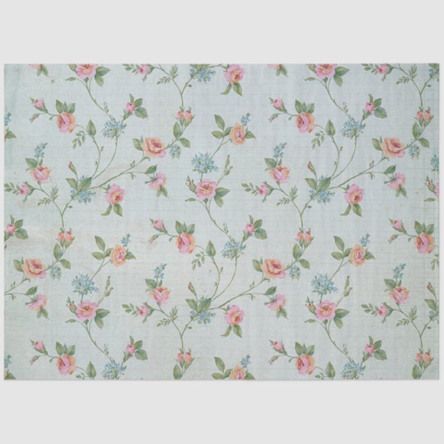 Vintage Blush peony floral decoupage Tissue Paper (Front)