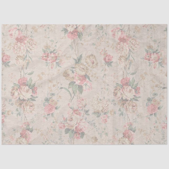 Vintage Blush peony floral decoupage Tissue Paper (Front)