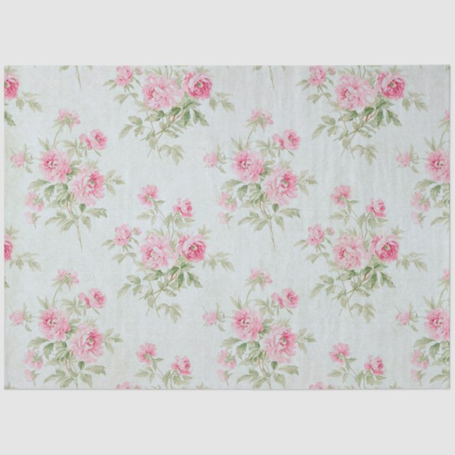 Vintage Blush peony floral decoupage Tissue Paper (Front)