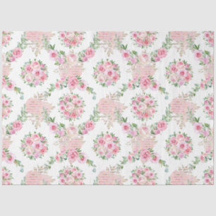 Vintage Blush peony floral decoupage Tissue Paper