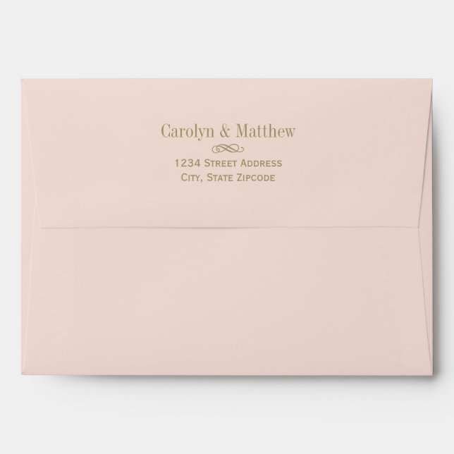 Vintage Blush Pink Antique Flourish Wedding Envelopes (Back (Top Flap))