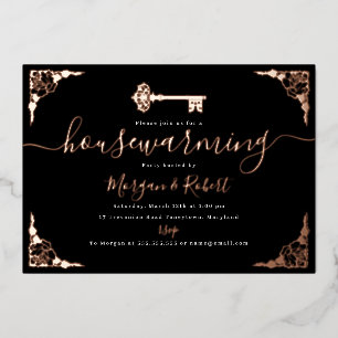 Vintage Blush Pink Black Key Housewarming Party 