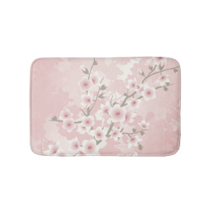 Vintage Blush PInk Cherry Blossom Bath Mat