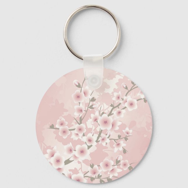 Vintage Blush PInk Cherry Blossom Key Ring (Front)