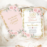 Vintage Blush Pink Floral 100th Birthday Loved  Invitation<br><div class="desc">Personalise this soft blush pink floral 100th birthday party invitation easily and quickly. Simply click the customise it further button to edit the texts, change fonts and fonts colours. Featuring a "100 Years Loved & Blessed" heading, beautiful pastel blush pink flowers, delicate greenery and a vintage antique frame. (c) Somerset...</div>