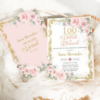 Vintage Blush Pink Floral 100th Birthday Loved 