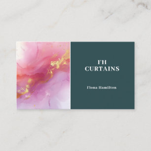 Vintage Blush Pink floral Blue Business Card