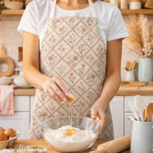 Vintage Blush Pink Floral Lattice Pattern Apron