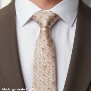 Vintage Blush Pink Floral Lattice Pattern Tie