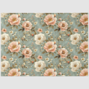 Vintage Blush Pink Floral Pattern Decoupage Tissue Paper