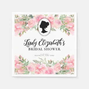 Vintage Blush Pink Floral Regency Bridal Shower Napkin