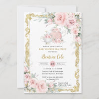 Vintage Blush Pink Floral Tea Party Baby Shower