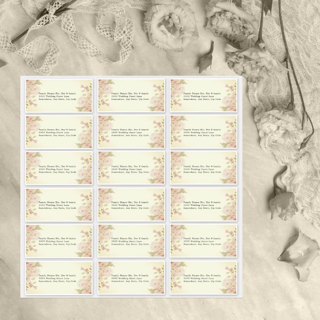 Vintage Blush Pink Floral Wedding Guest Address (Creator Uploaded)