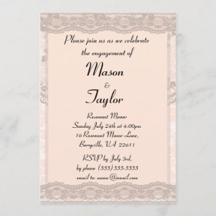 Vintage Blush Pink Lace Engagement Party Invitation