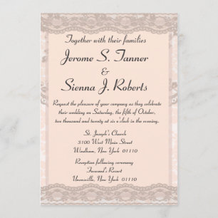 Vintage Blush Pink Lace Wedding Invitation