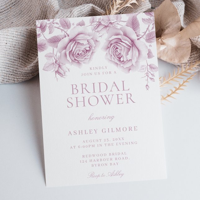 Vintage Blush Pink Roses Elegant Bridal Shower Invitation (Creator Uploaded)