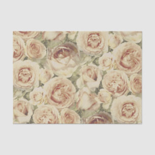 Vintage Blush Pink Roses Floral Pattern Tissue Paper