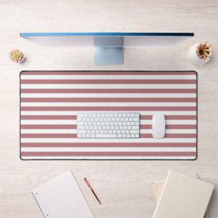 Vintage Blush Pink & White Stripes Striped Desk Mat