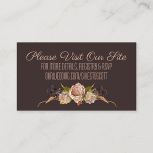 Vintage Blush & Plum Floral Wedding Site Enclosure Card