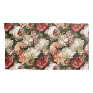 Vintage Blush Rose Floral Garden Pattern Pillowcase