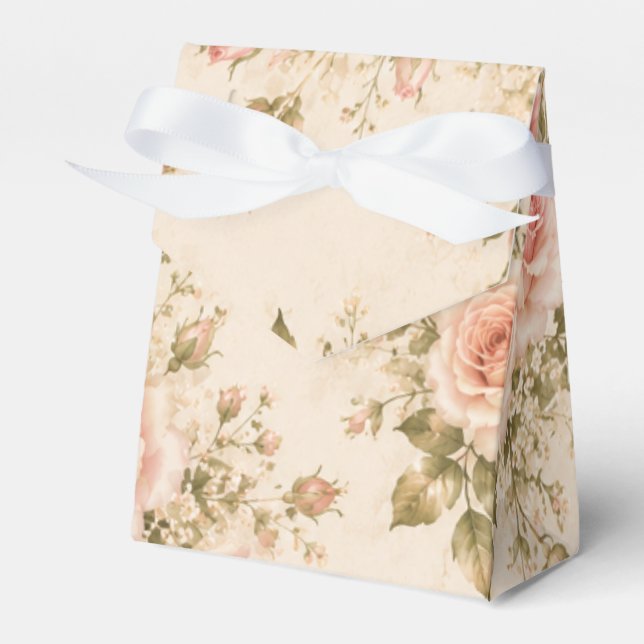 Vintage Blush Rose Party Favour Box (Front Side)