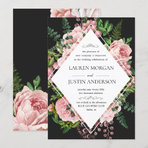 Vintage Blush Roses Elegant Wedding Invitation