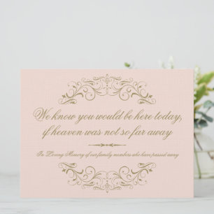 Vintage Blush Scrollwork Wedding Memorial Sign
