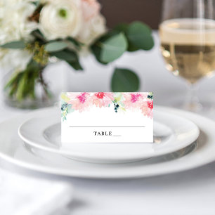 Vintage Blush Spring Floral Watercolor Wedding Place Card