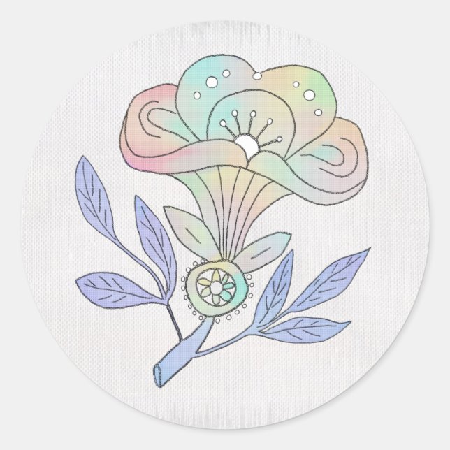 Vintage Blüte Poster Runder Aufkleber Classic Round Sticker (Front)