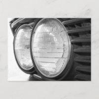 vintage BMW headlights postcard