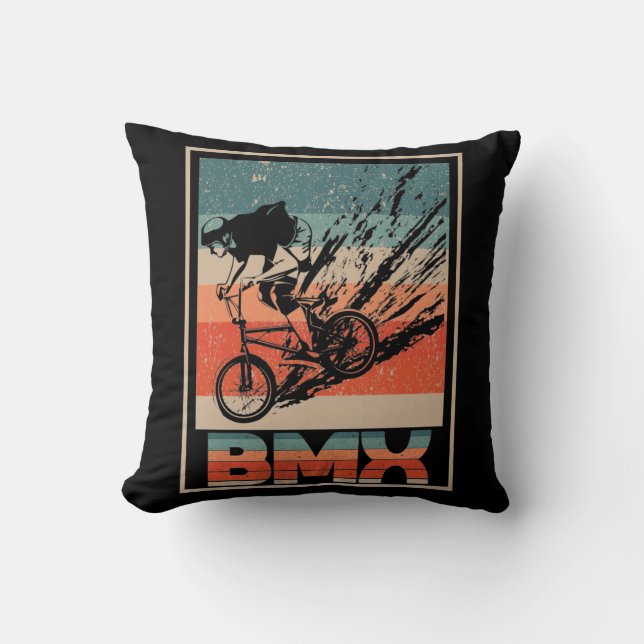 Vintage BMX Biking Boys Bicycle Motorcross Cushion (Front)