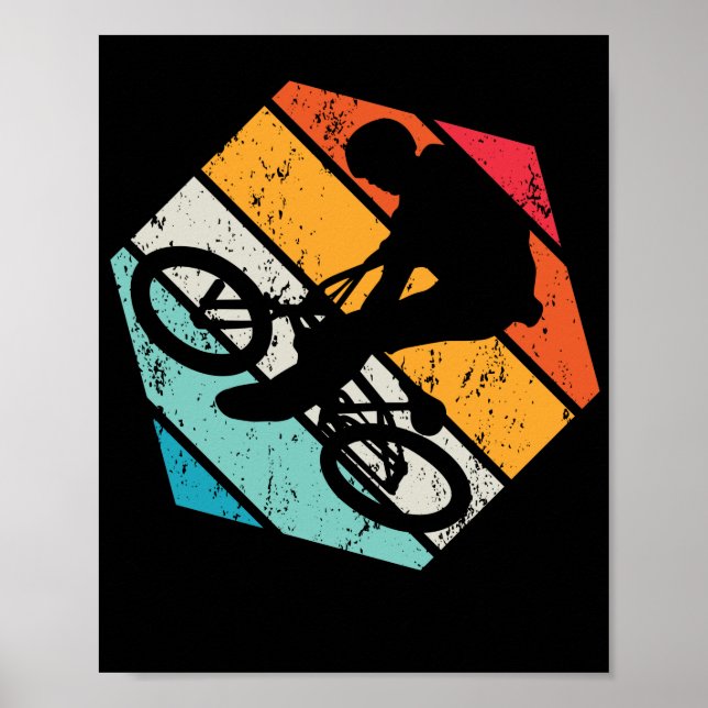 Vintage BMX Rider Retro Bicycle Stunt Race Poster (Front)