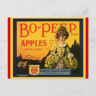 Vintage Bo Peep & Sheep Fancy Apples Postcards
