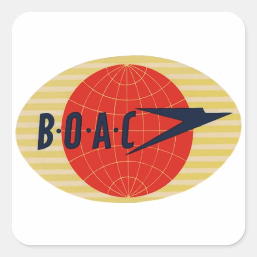 Image of Vintage BOAC Airline Logo Square Sticker