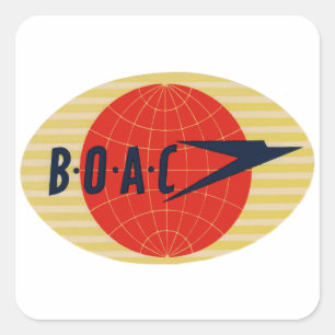 Vintage BOAC Airline Logo Square Sticker
