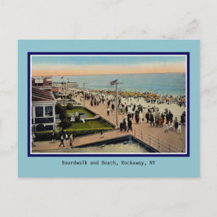Vintage Boardwalk and beach Rockaway Park NY Postcard