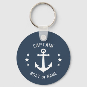 Vintage Boat Anchor Stars Captain Name Photo Back Key Ring