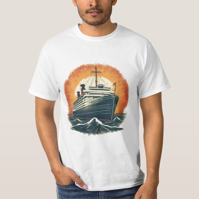 Vintage Boat at Sunset T-shirt (Front)