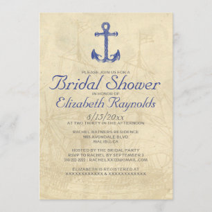 Vintage Boat Bridal Shower Invitations