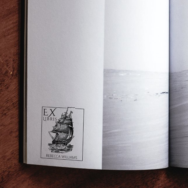 Vintage Boat Ex Libris Library Book  Rubber Stamp (Creator Uploaded)