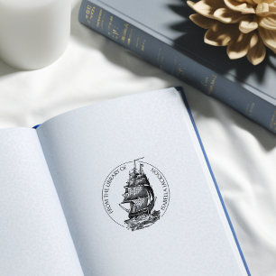 Vintage Boat From the Library Of Rubber Stamp