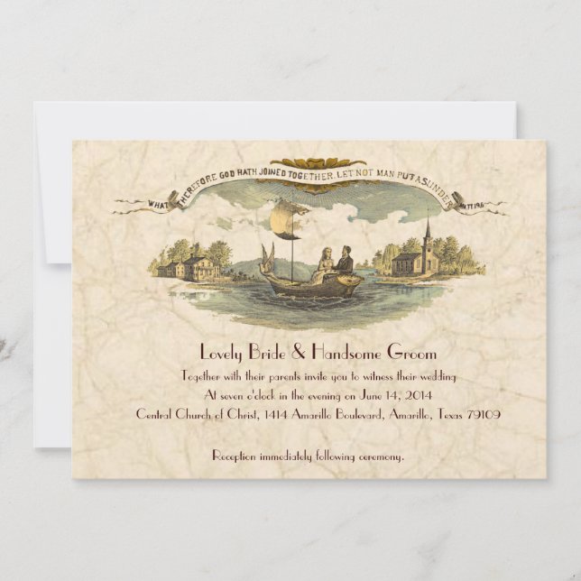 Vintage Boat Lovers Wedding Invitation (Front)
