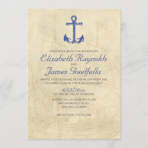 Vintage Boat Wedding Invitations