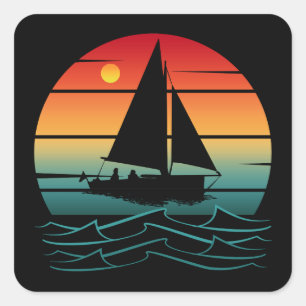 Vintage Boating Square Sticker