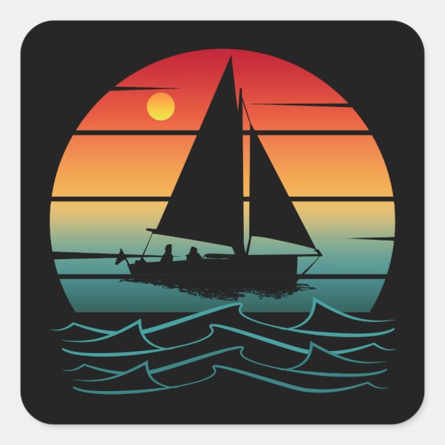 Vintage Boating Square Sticker (Front)