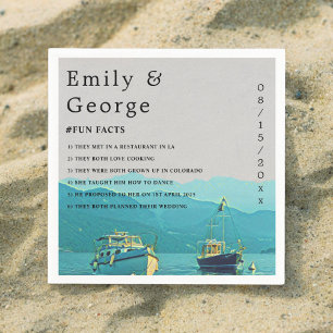 Vintage boats navy seascape destination wedding napkin